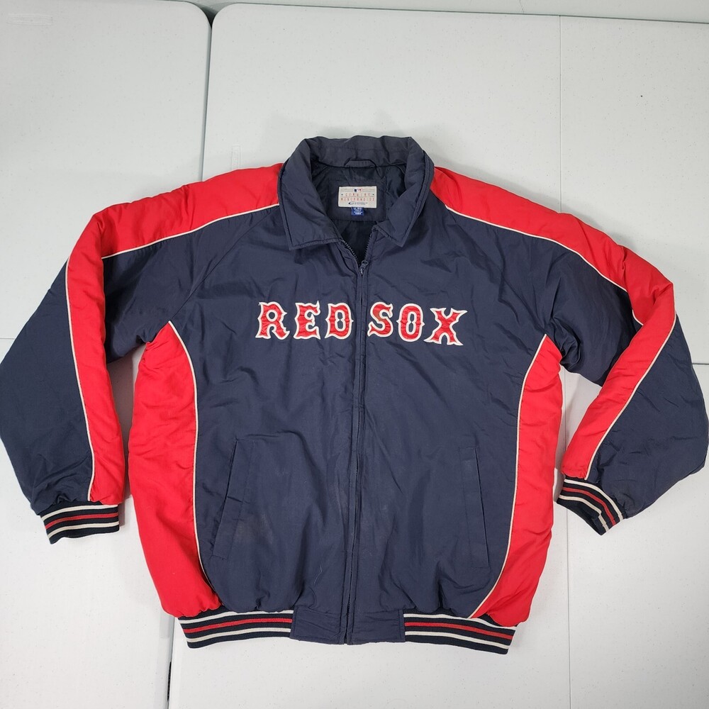 Vtg 90s Boston Red Sox GIII Carl Banks  Nylon Zip Insulated Bomber Jacket Men XL